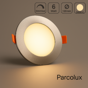 LED Einbau Panel dimmbar rund flach silber warmweiß 3000K 6 Watt Ø120mm Ausschnitt Ø105mm