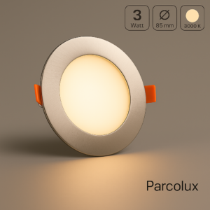 LED Einbau Panel rund flach silber warmweiß 3000K 3 Watt Ø85mm Ausschnitt Ø75mm