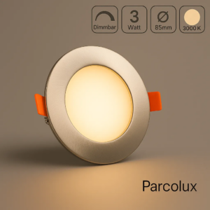 LED Einbau Panel dimmbar rund flach silber warmweiß 3000K 3 Watt Ø85mm Ausschnitt Ø75mm