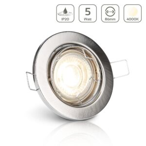 LED Einbaustrahler 230V ohne Trafo | Neutralweiß 4000K | Rund | Edelstahl-gebürstet | Schwenkbar