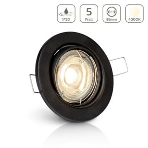 LED Einbaustrahler 230V ohne Trafo | Neutralweiß 4000K | Rund | Schwarz | Schwenkbar
