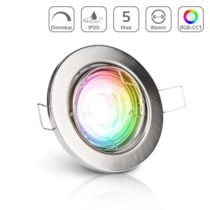 LED Einbaustrahler 230V ohne Trafo | RGB+CCT | Rund | Edelstahl-gebürstet | Schwenkbar