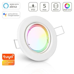 LED Einbaustrahler 230V ohne Trafo | RGB+CCT | Rund | Weiß | Schwenkbar | Smart Tuya