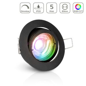 LED Einbaustrahler 230V ohne Trafo | RGB+CCT | rund | schwarz | schwenkbar