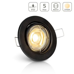 LED Einbaustrahler 230V ohne Trafo | Warmweiß 2700K | Rund | Schwarz | Schwenkbar