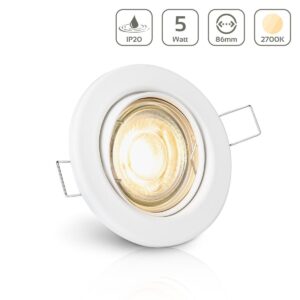 LED Einbaustrahler 230V ohne Trafo | Warmweiß 2700K | Rund | Weiß | Schwenkbar