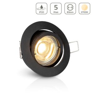 LED Einbaustrahler 230V ohne Trafo | Warmweiß 2700K | rund | schwarz | schwenkbar