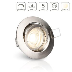 LED Einbaustrahler 230V ohne Trafo | dimmbar | 4000K Neutralweiß | rund | Edelstahl-gebürstet | schwenkbar