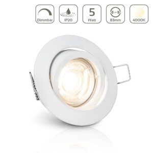 LED Einbaustrahler 230V ohne Trafo | dimmbar | 4000K Neutralweiß | rund | weiß | schwenkbar