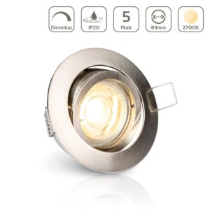 LED Einbaustrahler 230V ohne Trafo | dimmbar | Warmweiß 2700K | rund | Edelstahl-gebürstet | schwenkbar