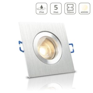 LED Einbaustrahler für Bad & Feuchträume | IP44 | 4000K neutralweiß | Eckig | Alu-gebürstet | GU10