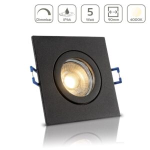 LED Einbaustrahler für Bad & Feuchträume dimmbar | IP44 | 4000K neutralweiß | Eckig | Schwarz | GU10
