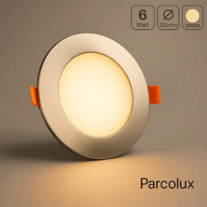 LED Einbau Panel rund flach silber warmweiß 3000K 6 Watt Ø120mm Ausschnitt Ø105mm