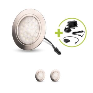 Mini LED Einbaustrahler 3000K Warmweiß flach rund 12V 2 Watt IP20 Einbaudurchmesser 58 mm 3er Set