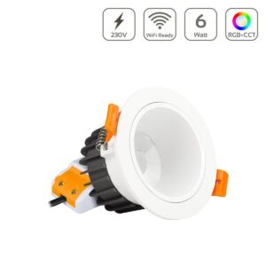 Smart Home Einbaustrahler weiß MiBoxer FUT070 RGB+CCT Rund 6 Watt Ø114mm 2.4GHz WiFi ready