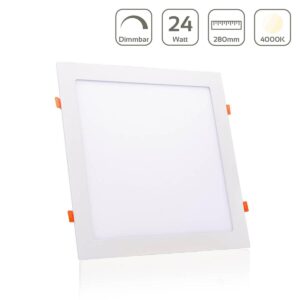 LED Einbaustrahler Panel IP20 eckig weiss dimmbar - Lichtfarbe: Neutralweiß 4000K - Ausführung: 24W 300x300mm Ausschnitt 280x280mm