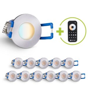 LED Mini Einbaustrahler 3W dimmbar CCT 2700K-6500K IP65 – Silber (12er-Set)