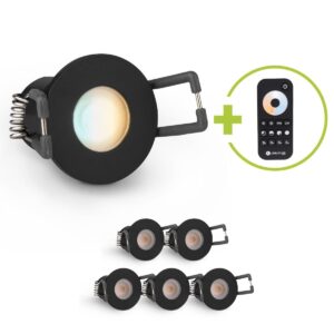 LED Mini Einbaustrahler 3W dimmbar CCT 2700K-6500K IP65 – schwarz matt (6er-Set)