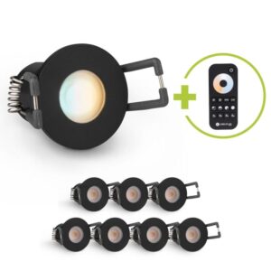 LED Mini Einbaustrahler 3W dimmbar CCT 2700K-6500K IP65 – schwarz matt (8er-Set)