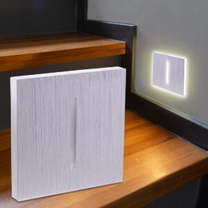 LED Treppenstufenbeleuchtung CCT – eckig, Alu gebürstet, 1,5W – Lichtaustritt Fokus – 230V