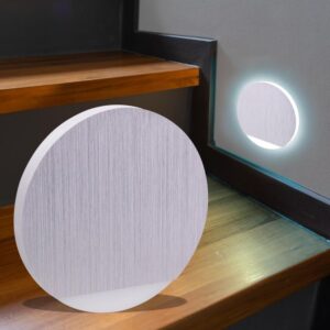 LED Treppenstufenbeleuchtung rund Alu-gebürstet – CCT 1,5W – Lichtaustritt Orbis – 230V Unterputz – für den Innenbereich