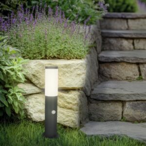 Pollerleuchte 45cm mit Bewegungsmelder für Außen – Anthrazit, E27, IP44