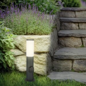 Pollerleuchte Anthrazit 45cm mit Steckdose – Stilvolle Außenbeleuchtung mit Mehrwert