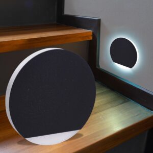 Runde LED-Treppenstufenbeleuchtung Schwarz – Kaltweiß 1,5W mit Orbis-Lichtaustritt