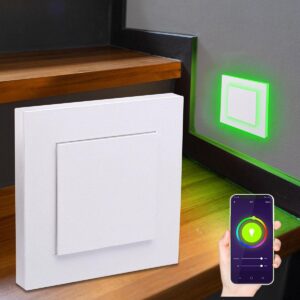Smart Home Treppenstufenbeleuchtung LED – RGB+CCT – App-Steuerung – Dimmbar – eckig weiß – Doppio-Lichtaustritt