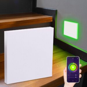 Smart Home Treppenstufenbeleuchtung LED – RGB+CCT – App-Steuerung – Dimmbar – eckig weiß – Linea-Lichtaustritt