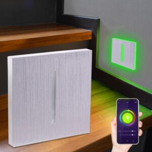 Smart Home Treppenstufenbeleuchtung – LED RGB+CCT – eckig – Alu gebürstet – App-gesteuert – 3W – Lichtaustritt Fokus