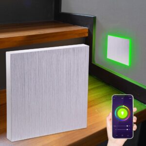 Smart Home Treppenstufenbeleuchtung – LED RGB+CCT – eckig – Alu gebürstet – App-gesteuert – 3W – Lichtaustritt Linea