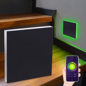 Smart Home Treppenstufenbeleuchtung – LED RGB+CCT – eckig – schwarz – App-gesteuert – 3W – Linea Lichtaustritt – 230V