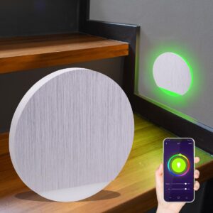 Smart Home Treppenstufenbeleuchtung LED RGB+CCT – rund – Alu gebürstet – App-Steuerung – 3W – Orbis Lichtaustritt – 230V