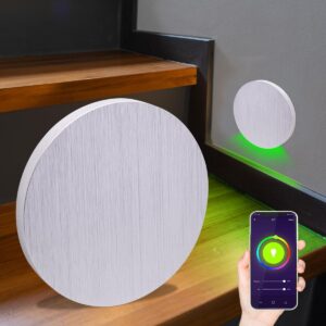 Smart Home Treppenstufenbeleuchtung – LED RGB+CCT – rund – Alu gebürstet – App-gesteuert – 3W – Lichtaustritt Kato