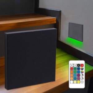 Treppenstufenbeleuchtung Unterputz 230V dimmbar eckig schwarz – RGB+CCT 2W – Lichtaustritt Kato