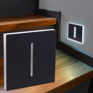 Treppenstufenbeleuchtung Unterputz eckig schwarz – Kaltweiß 1,5W – Lichtaustritt Fokus – 230V