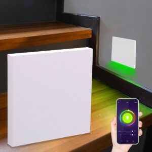 ⭐Smart Home Treppenstufenbeleuchtung LED – RGB+CCT – App-Steuerung – Dimmbar – eckig weiß – Kato-Lichtaustritt-2