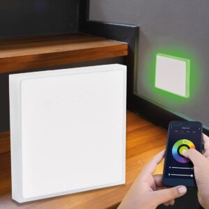 ⭐🌧️ Smart Home Treppenstufenbeleuchtung außen – eckig, weiß, RGB+CCT, 3W – Lichtaustritt Halo – IP44 für Außentreppen