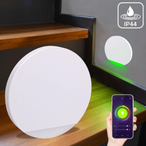 ⭐🌧️ Smart Home Treppenstufenbeleuchtung außen – rund, weiß, RGB+CCT, 3W – Lichtaustritt Orbis – IP44 für Außentreppen