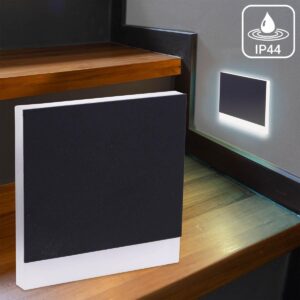 ⭐🌧️ Treppenstufenbeleuchtung außen 68mm – eckig, schwarz, kaltweiß – Lichtaustritt Orbis – IP44 für Außentreppen