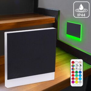 🌈⭐🌧️ Treppenstufenbeleuchtung außen IP44 – eckig schwarz – RGB + Warmweiß – 3W – Lichtaustritt Orbis