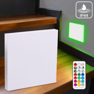 🌈⭐🌧️ Treppenstufenbeleuchtung außen IP44 – eckig weiß – RGB + Warmweiß – 3W – Lichtaustritt Linea