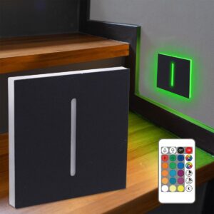 ⭐🌧️ Treppenstufenbeleuchtung außen 68mm – eckig, schwarz, RGB+CCT 2W – Lichtaustritt Fokus – IP44 für Außentreppen