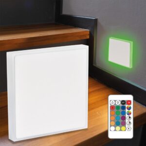 ⭐🌧️ Treppenstufenbeleuchtung außen 68mm – eckig, weiß, RGB+CCT 2W – Lichtaustritt Halo – IP44 für Außentreppen