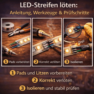 LED-Streifen löten: Anleitung, Werkzeuge und Prüfschritte