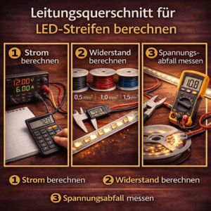 Leitungsquerschnitt und Leitungslänge für LED-Streifen berechnen
