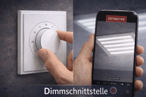 Das Bild zeigt die Dimmmöglichkeit mit einem Drehdimmer